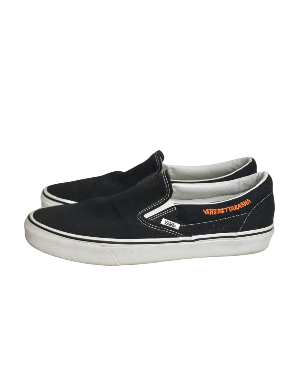 Vans Vault x Taka Hayashi Slip-On LX Black Canvas Sneakers Flame Heel Men's US12